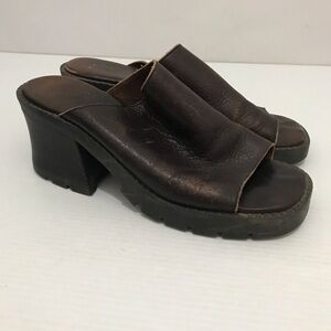 Vintage MIA Brown Leather Chunky Sandals Women's Size 8M